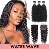 3Pcs Water wave Hair Bundles Deals With 4x4/5x5/6x6 Closure HD Transparent Lace 100% Human Virgin Brazilian Hair Weaves COMELYHAIRS®