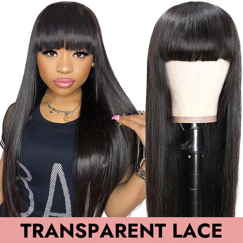 Bob with bang transparent lace full frontal lace front natural black 13x4 13x6 human virgin hair wigs 180% 250% COMELYHAIRS™