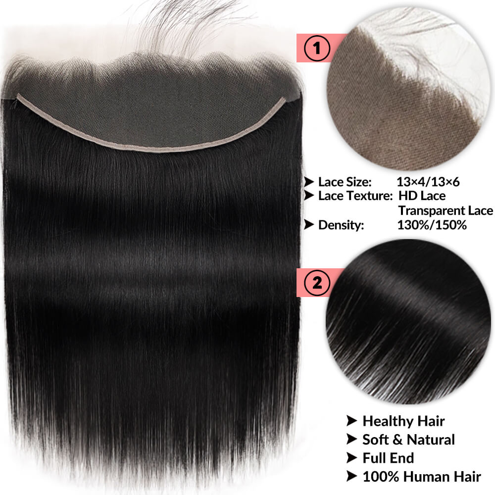 13x4 frontal HD lace transparent lace human virgin hair natural black straight bodywave deepcurl deepwave Kinky COMELYHAIRS™