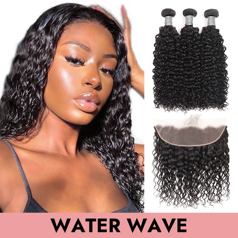 3Pcs Water wave curly Hair Bundles Deals With 13x4/13x6 Frontal HD Transparent Lace 100% Human Virgin Brazilian Hair Weaves COMELYHAIRS®