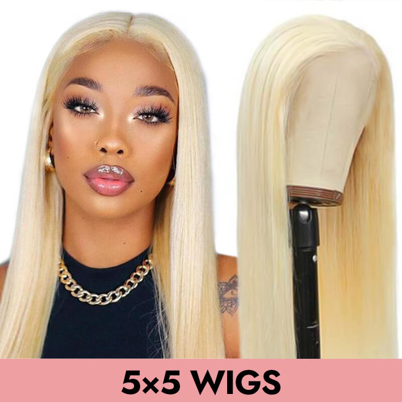 Straight 613 blonde 5x5 closure wig HD lace transparent lace 150% 200% human virgin hair COMELYHAIRS™