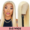 Mesh Dome Cap Straight 5x5 HD & Transparent Lace Closure Wig 100% Human Virgin Hair Pre Plucked 613 Blonde 150% 200% Density COMELYHAIRS®