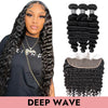 Load image into Gallery viewer, 3Pcs Deep wave Hair Bundles Deals With 13x4/13x6 Frontal HD Transparent Lace 100% Human Virgin Brazilian Hair Weaves COMELYHAIRS®