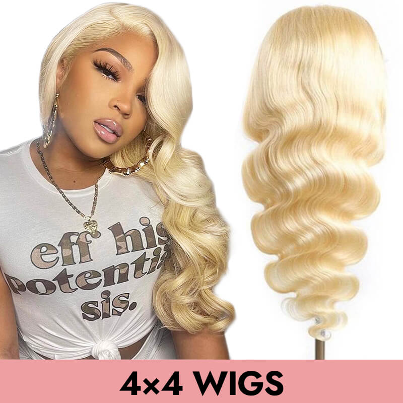 Bodywave 613 blonde 4x4 closure wig HD lace transparent lace 150% 200% human virgin hair COMELYHAIRS™