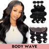 Load image into Gallery viewer, 3Pcs Body wave Hair Bundles Deals With 13x4/13x6 Frontal HD Transparent Lace 100% Human Virgin Brazilian Hair Weaves COMELYHAIRS®