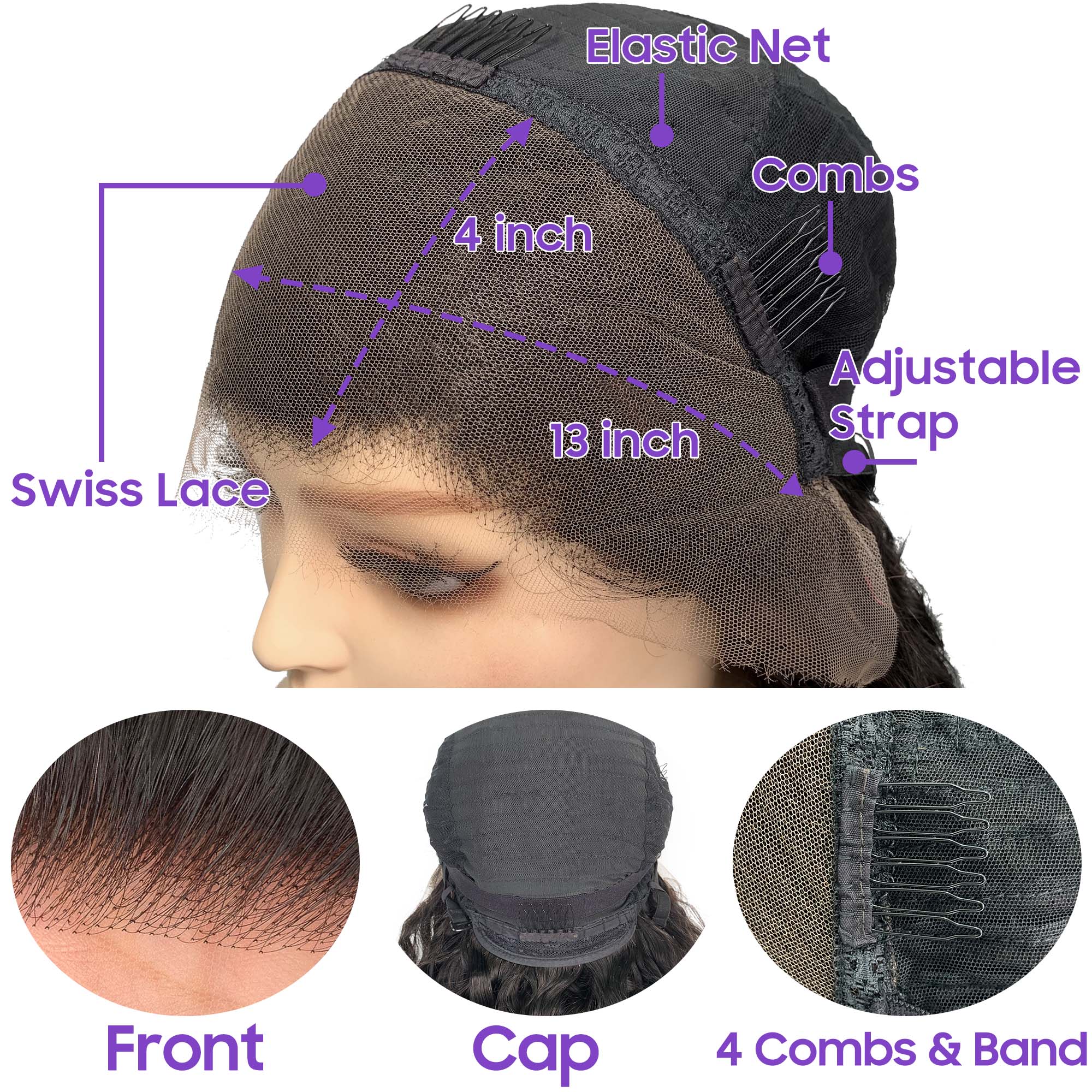 Full Frontal Wig Hd/Transparent Lace Human Virgin Hair Straight/Body Wave/Deep Curl/Deep Wave 180% 250%