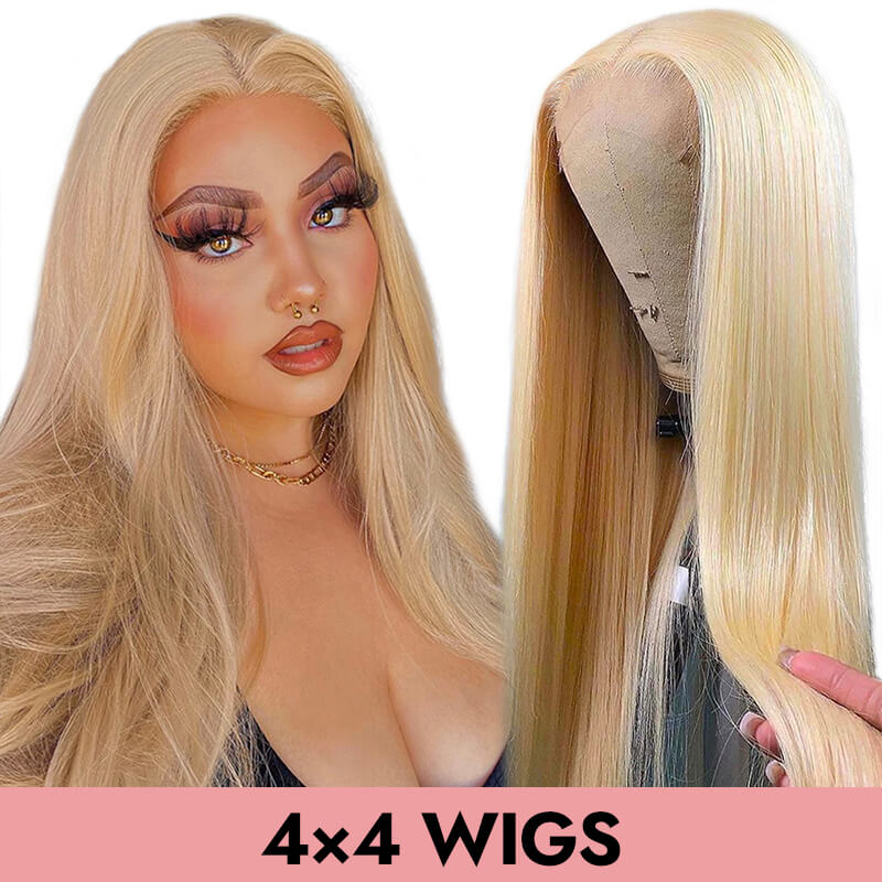 Straight 613 blonde 4x4 closure wig HD lace transparent lace 180% 250% human virgin hair COMELYHAIRS™