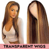 Straight Transparent lace wig 5x5 13x4 13x6 closure wig lace front full frontal wig 150% 200% #4/27 Highlight human virgin hair COMELYHAIRS™