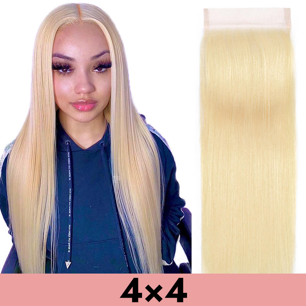 613 blonde 4x4 closure transparent lace human virgin hair straight bodywave COMELYHAIRS™
