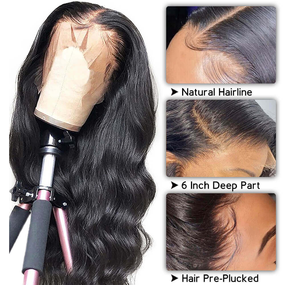 Water wave transparent lace full frontal lace front natural black 13x4 13x6 human virgin hair wigs waterwave 180% 250% COMELYHAIRS™