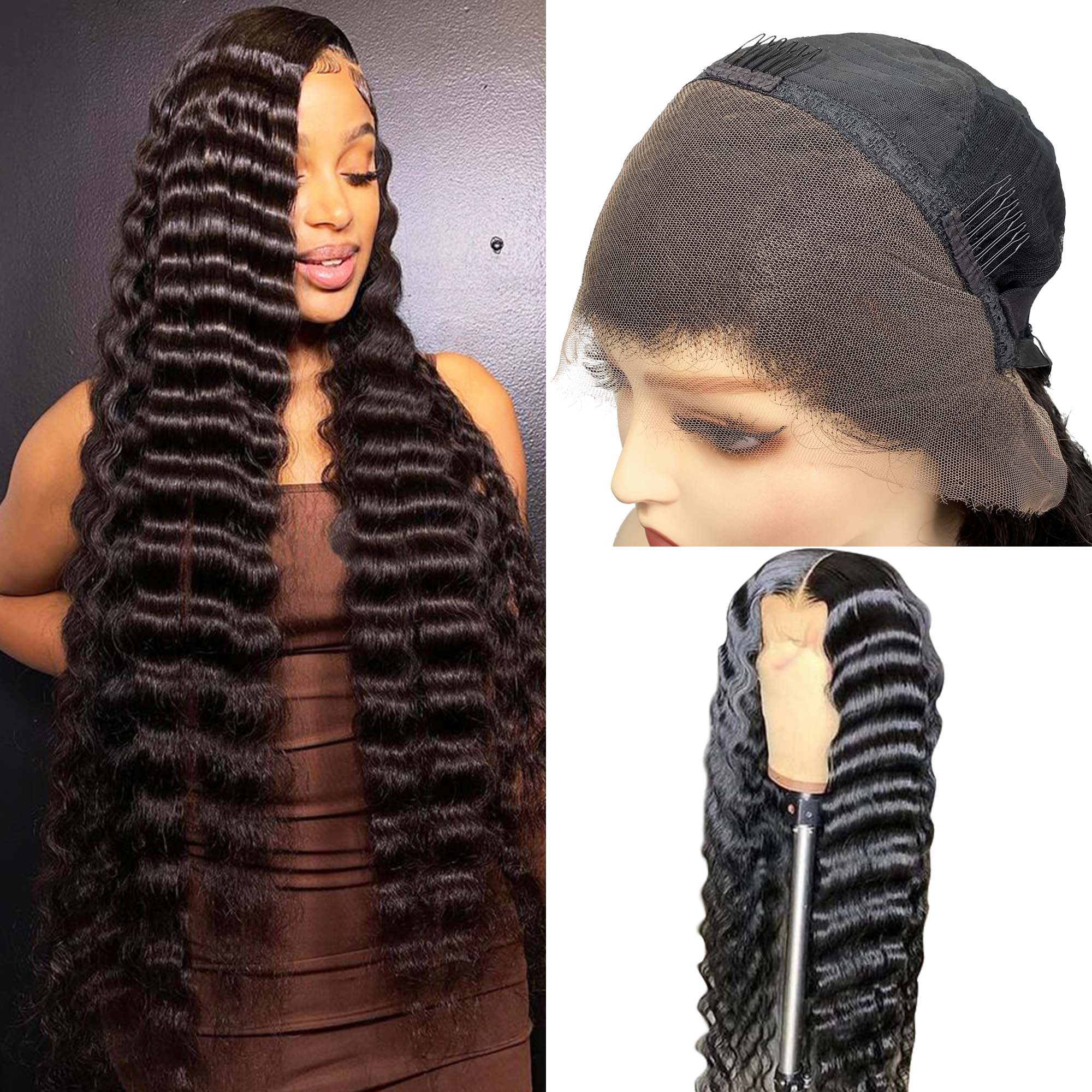 Full Frontal Wig Hd/Transparent Lace Human Virgin Hair Straight/Body Wave/Deep Curl/Deep Wave 180% 250%
