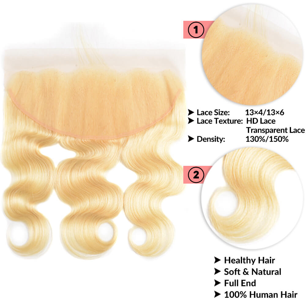 613 blonde 13x4 frontal transparent lace human virgin hair straight bodywave COMELYHAIRS™