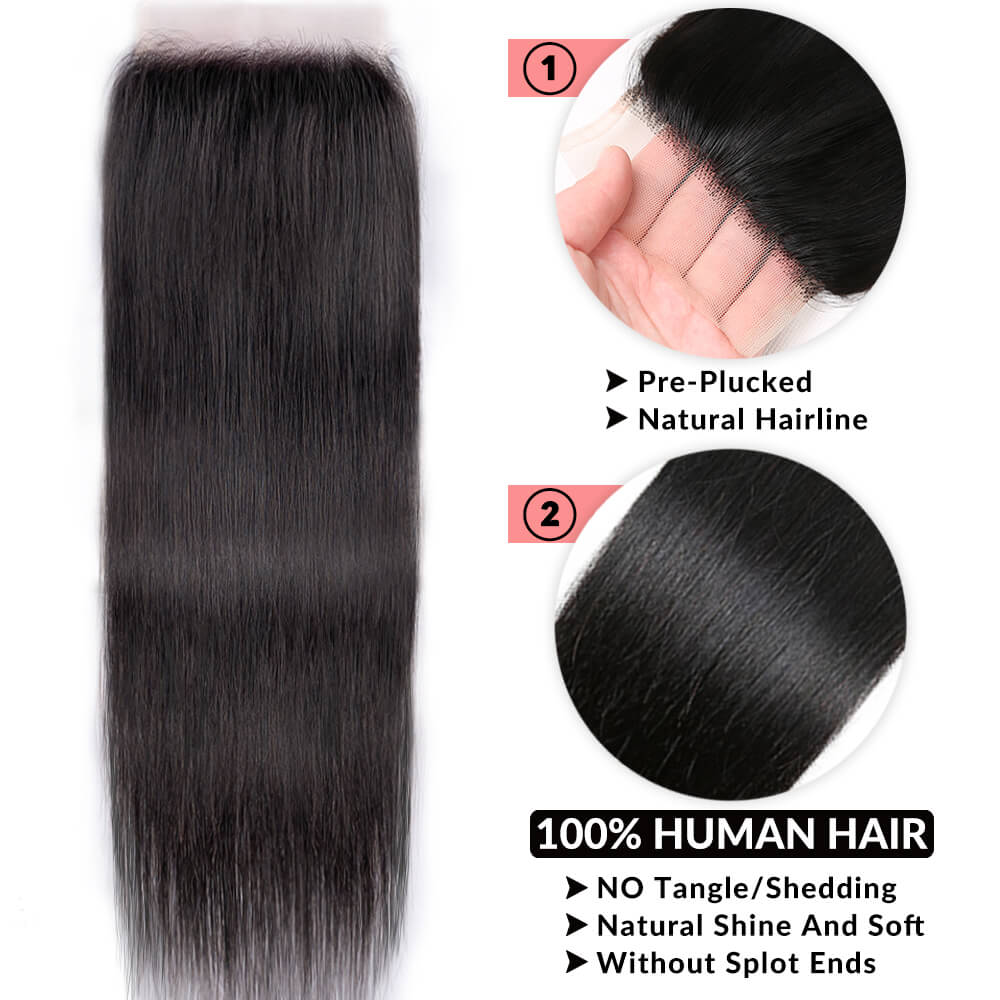 5x5 closure HD lace transparent lace human virgin hair natural black straight bodywave deepcurl deepwave Kinky COMELYHAIRS™