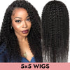 Load image into Gallery viewer, Kinky curl 5x5 closure wig HD lace Transparent lace natural color 150% 200% human virgin hair COMELYHAIRS™