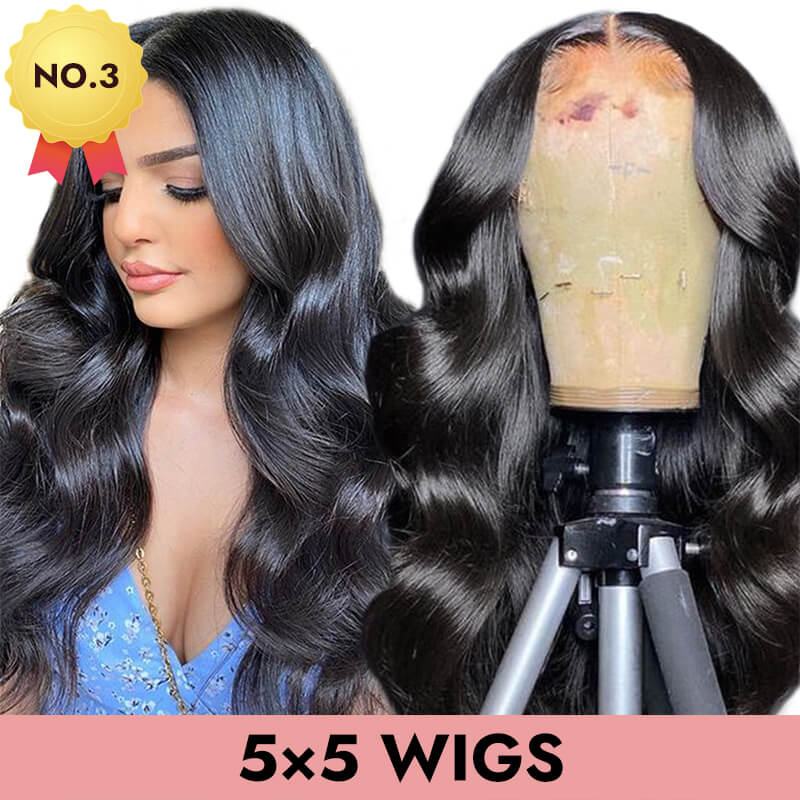 HD 5x5 closure wig 180% 250% straight bodywave deepwave deepcurl glueless full closure wigCOMELYHAIRS™