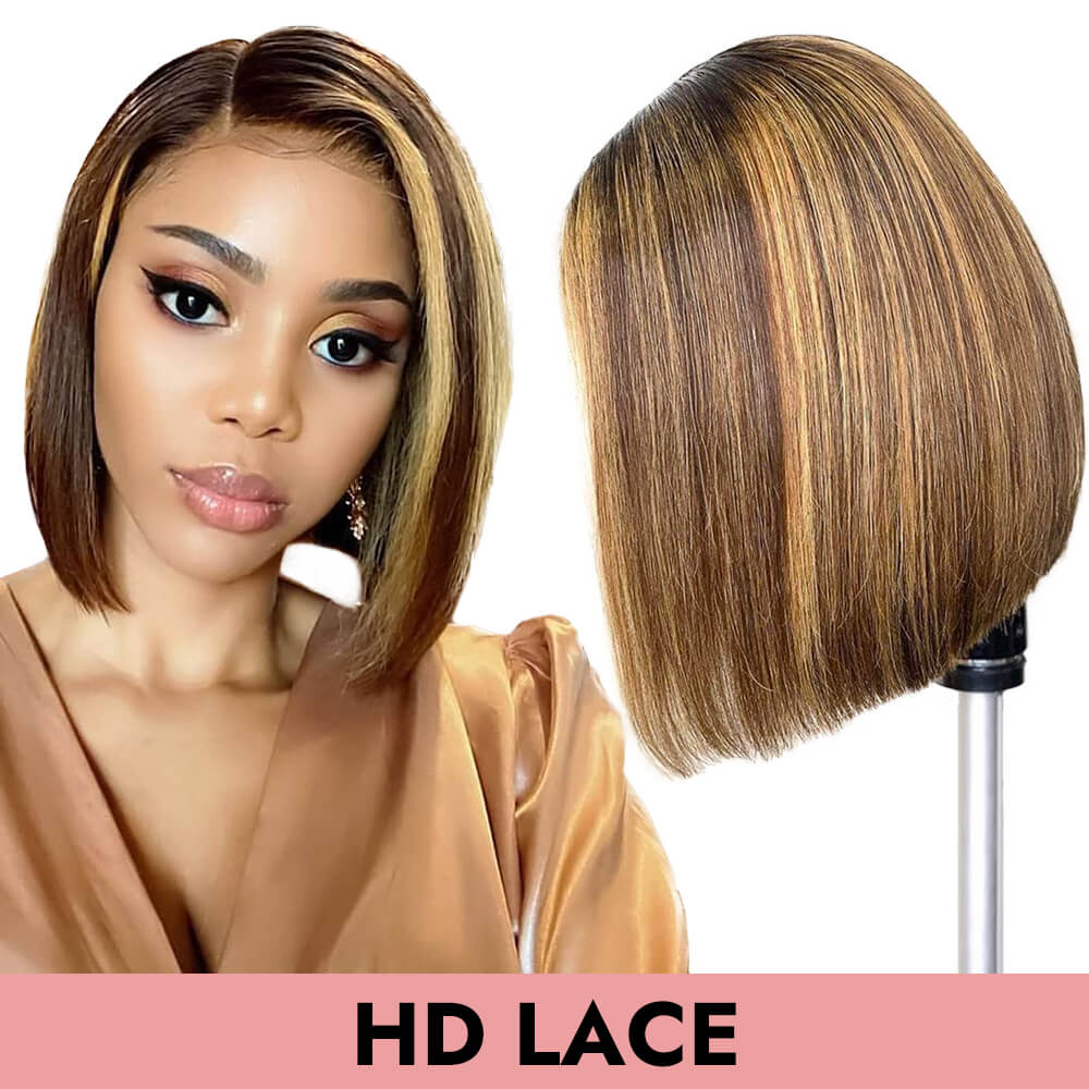 #4/27 highlight Bob transparent full frontal lace front 13x4 13x6 human virgin hair wigs 180% 250% COMELYHAIRS™