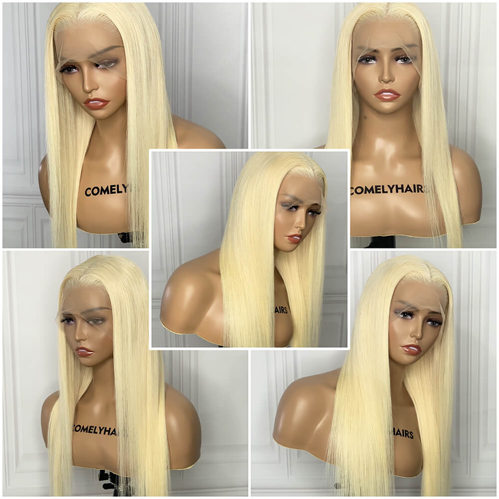 Mesh Dome Cap Straight 5x5 HD & Transparent Lace Closure Wig 100% Human Virgin Hair Pre Plucked 613 Blonde 150% 200% Density COMELYHAIRS®