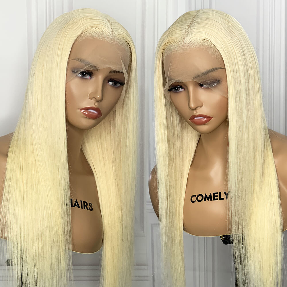 Straight 613 blonde 4x4 closure wig HD lace transparent lace 180% 250% human virgin hair COMELYHAIRS™