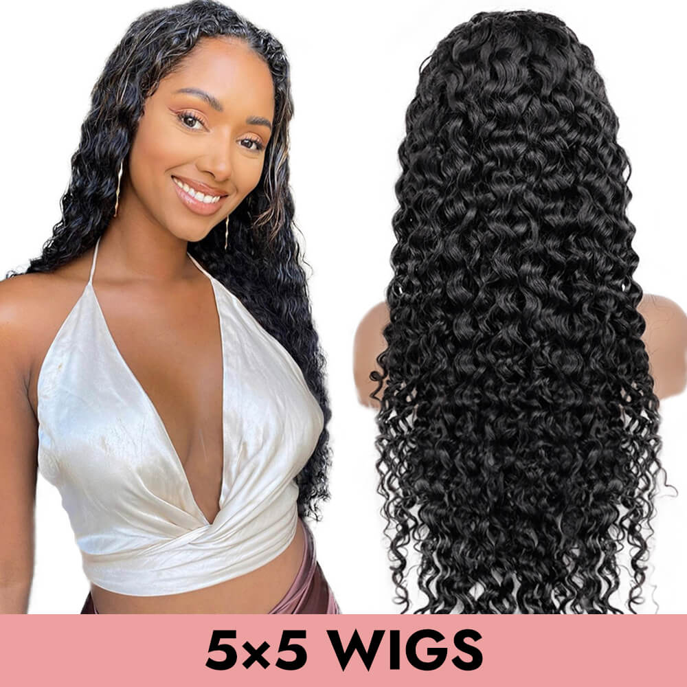 Mesh Dome Cap Deep curl curly 5x5 HD & Transparent Lace Closure Wig 100% Human Virgin Hair Pre Plucked Natural Color 150% 200% Density COMELYHAIRS®