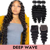 Load image into Gallery viewer, 3Pcs Deep wave Hair Bundles Deals With 4x4/5x5/6x6 Closure HD Transparent Lace 100% Human Virgin Brazilian Hair Weaves COMELYHAIRS®