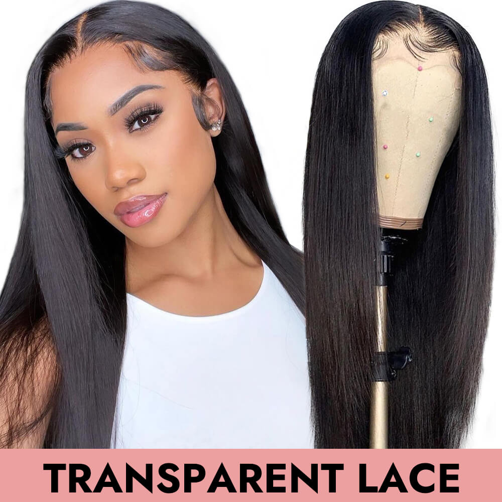 Straight transparent lace full frontal lace front natural black 13x4 13x6 human virgin hair wigs 180% 250% COMELYHAIRS™
