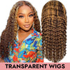 Deepwave Transparent lace wig 5x5 13x4 13x6 closure wig lace front full frontal wig 150% 200% #4/27 Highlight human virgin hair Comelyhairs™ - comelyhairs