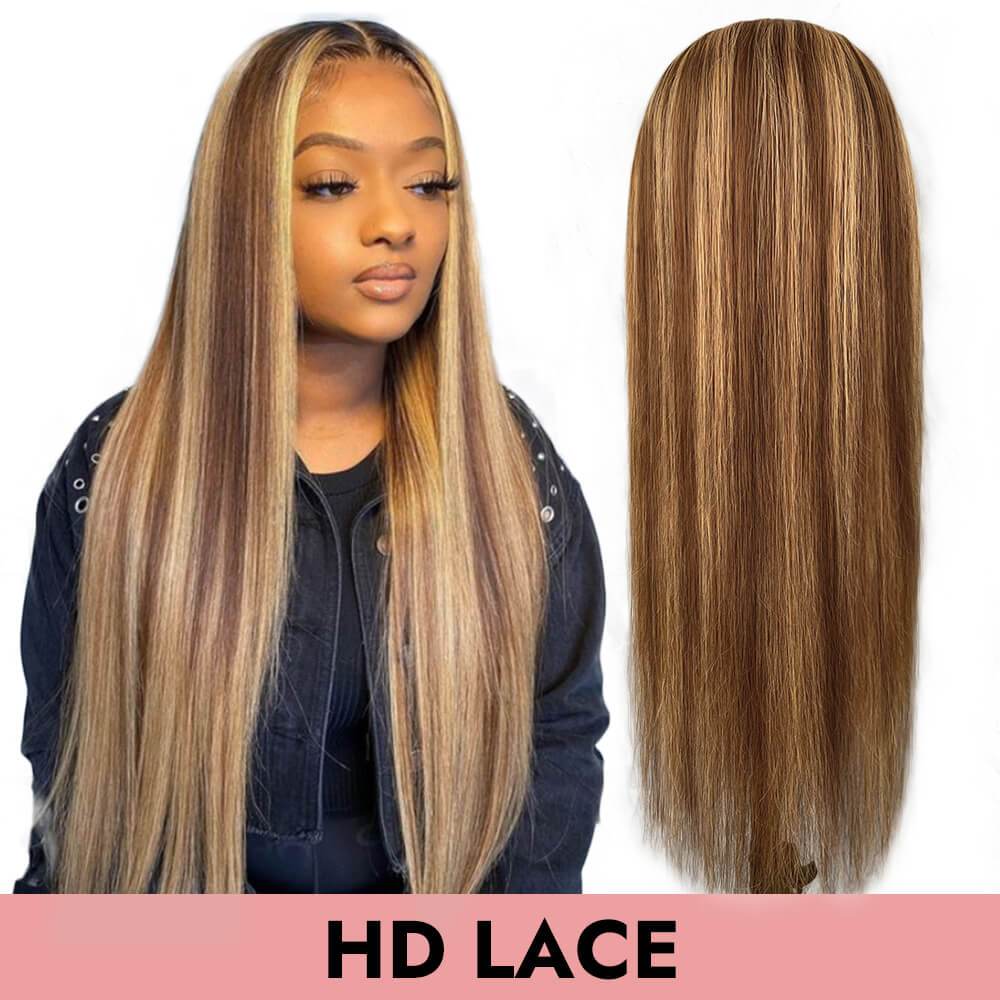 Straight HD lace wig 5x5 13x4 13x6 closure wig lace front full frontal wig 150% 200% #4/27 Highlight human virgin hair Comelyhairs™ - comelyhairs