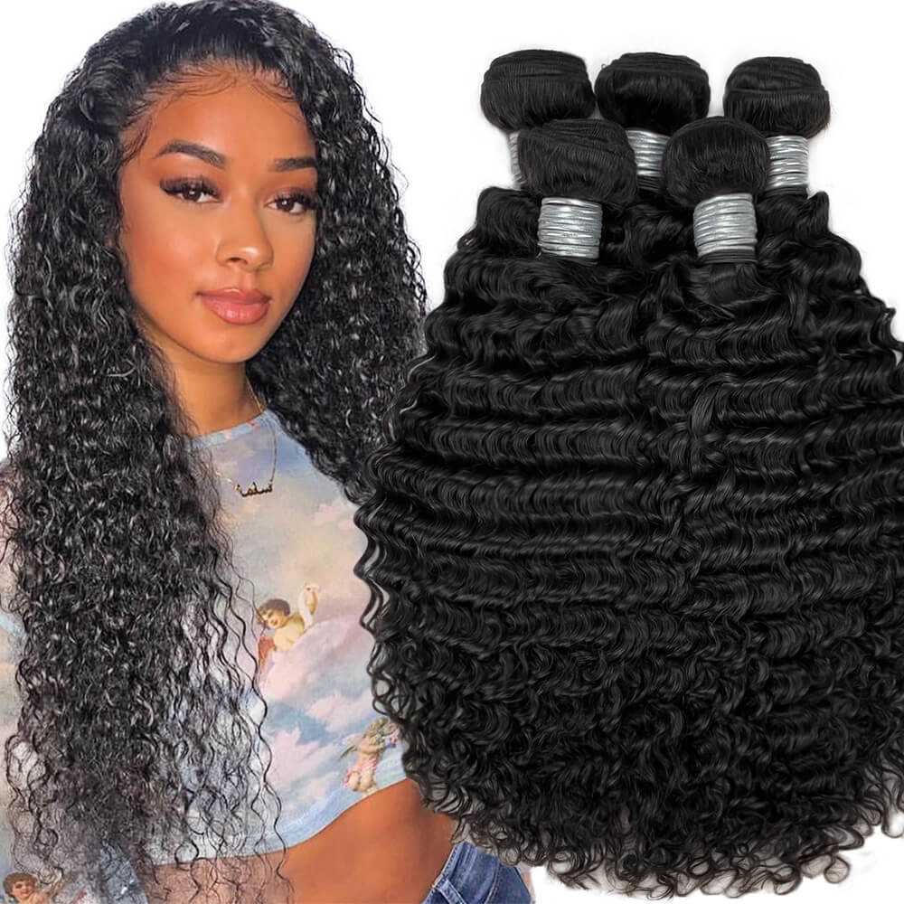 Water wave bundles waterwave natural color 10A 11A human virgin hair